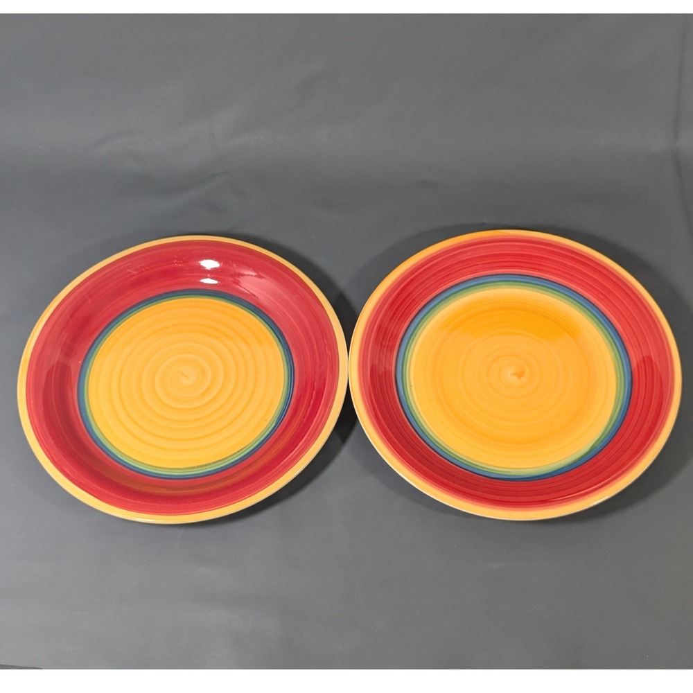 Royal Norfolk Stoneware Dinner Plates Set of 2 Multi-Color Swirl 10.5 Inch